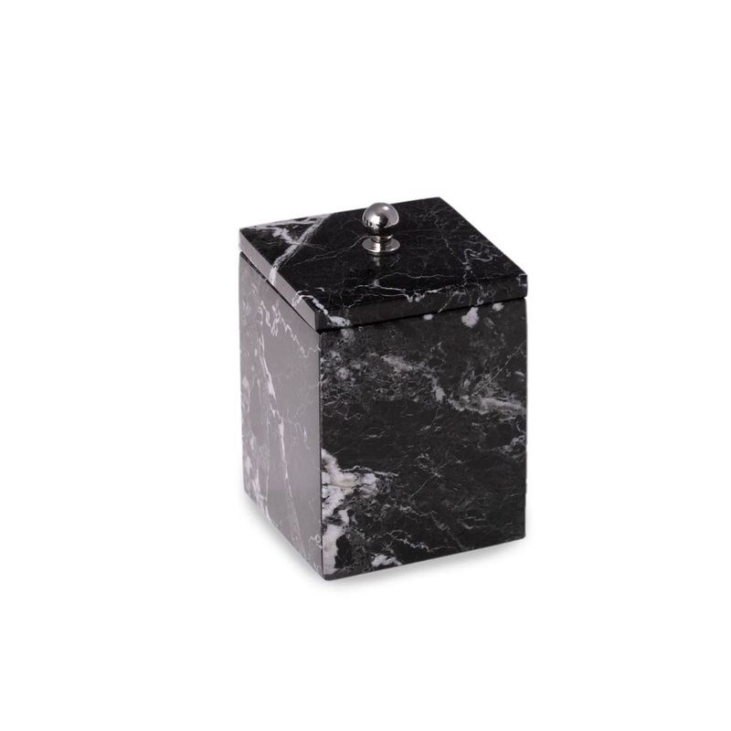 Bey Berk Atticus Marble Bath Canister With Lid In Green Onyx
