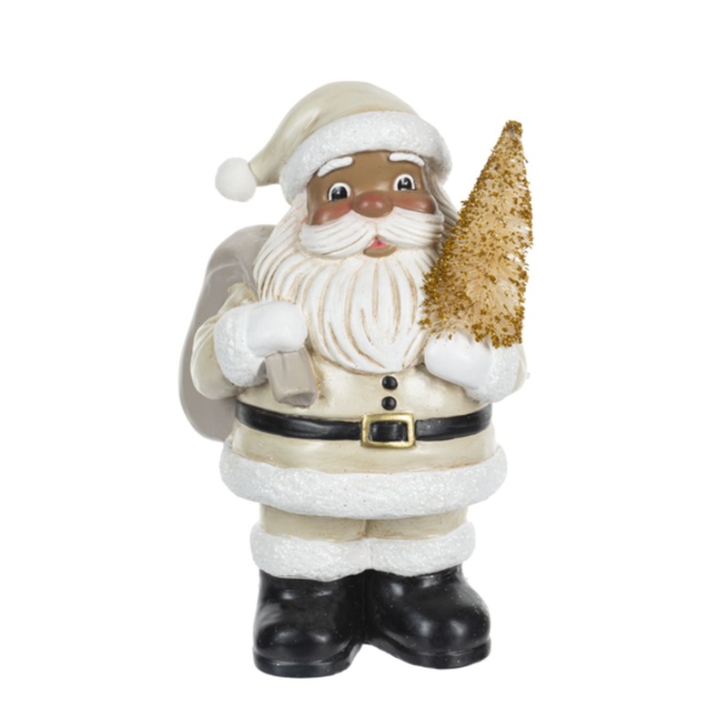 Ganz African American Santa W/Tree Figurine- Large