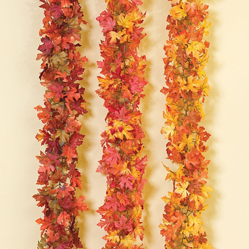 Gerson 6′ Maple Chain Garland, Assortment of 3