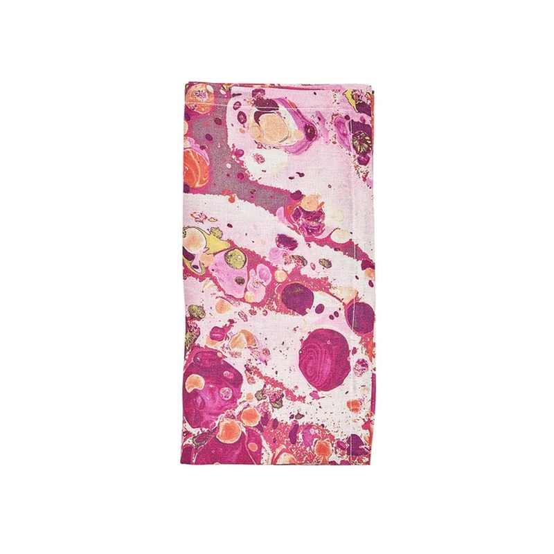 Kim Seybert Slick Napkin In White, Pink & Orange, Set Of 4