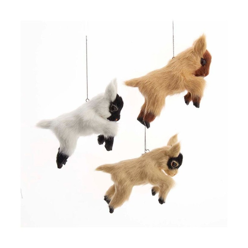 Kurt Adler 4 Plush Baby Goat Ornaments, Set Of 3, Assortment