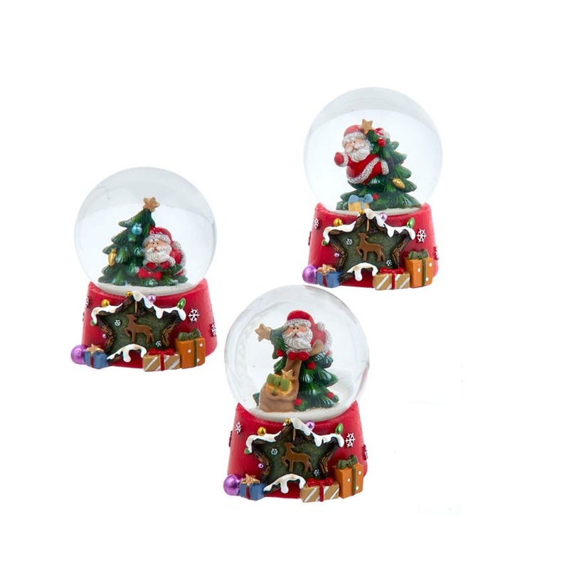 Kurt Adler 65MM Santa and Christmas Tree Water Globes, Set Of 3, Assortment