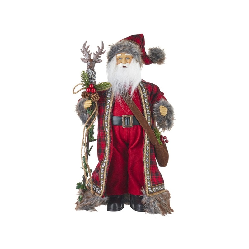 Raz Imports 2021 Santa’s Stables 18-inch Santa with Reindeer Staff Figurine
