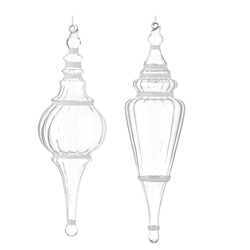 Raz Imports 2022 City Of Lights 15.5 Clear Finial With Glitter Ornament, 2 Asst