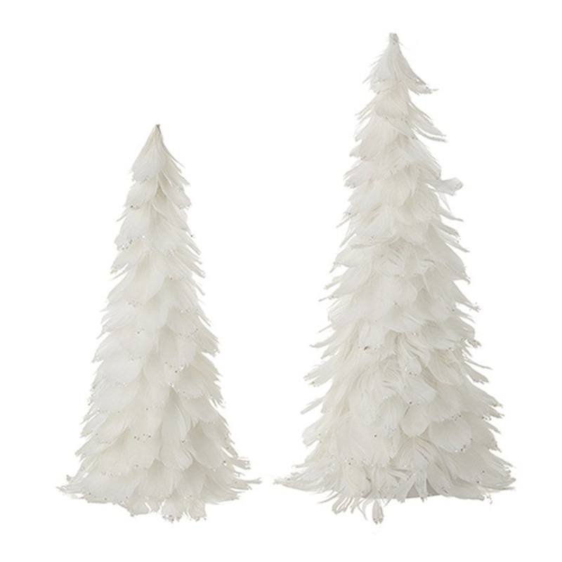 Raz Imports 2022 City Of Lights 18 White Feather Trees, Set of 2