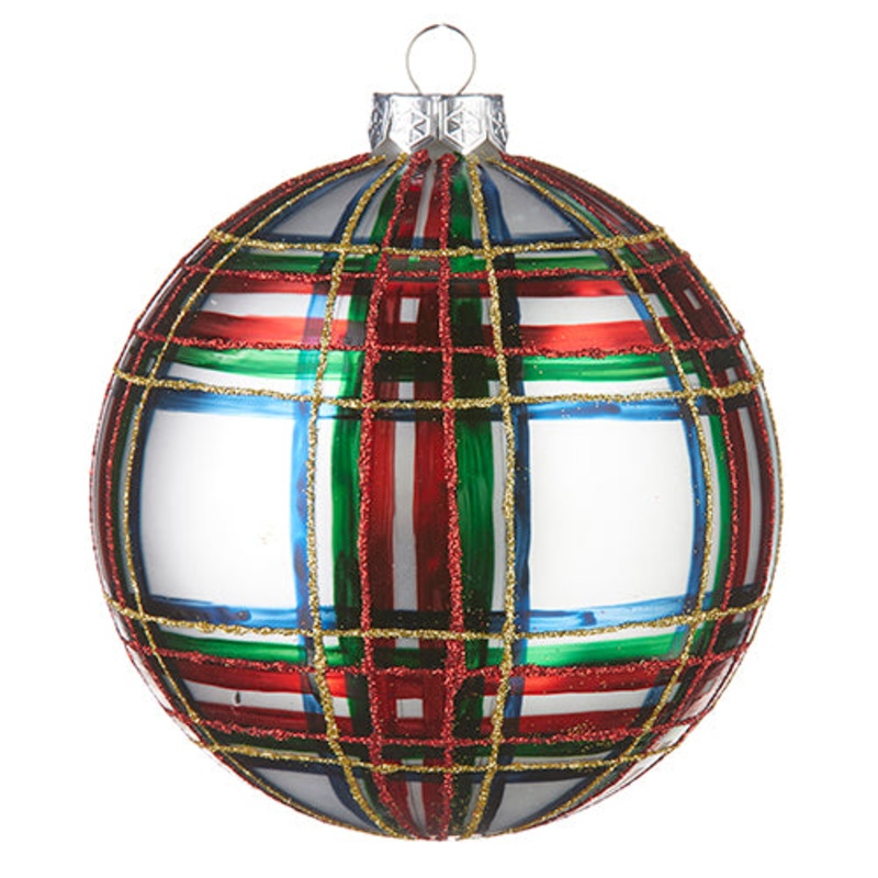 Raz Imports 2023 Classic Carols 5 Plaid Ball Ornament