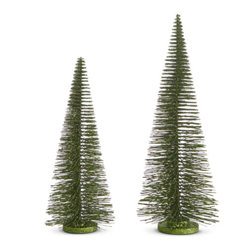 Raz Imports 2023 Dashing Through The Snow 24 Green Bottle Brush Trees, Set of 2