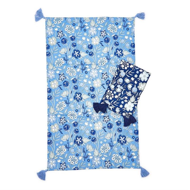 Two’s Company Blue Floral Set of 2 Dish Towels Includes 2 Designs – Cotton