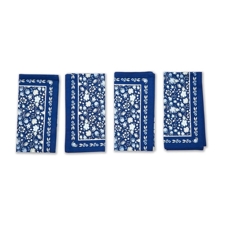 Two’s Company Blue Floral Set of 4 Napkins – Cotton