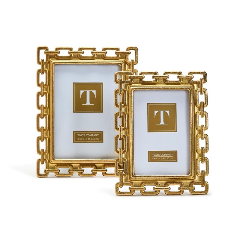Two’s Company Gold Chain Set of 2 Photo Frame Includes 2 Sizes