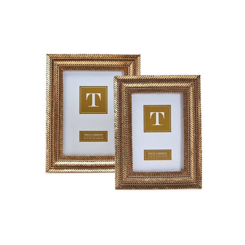 Two’s Company Gold Fern Set of 2 Photo Frame Includes 2 Sizes