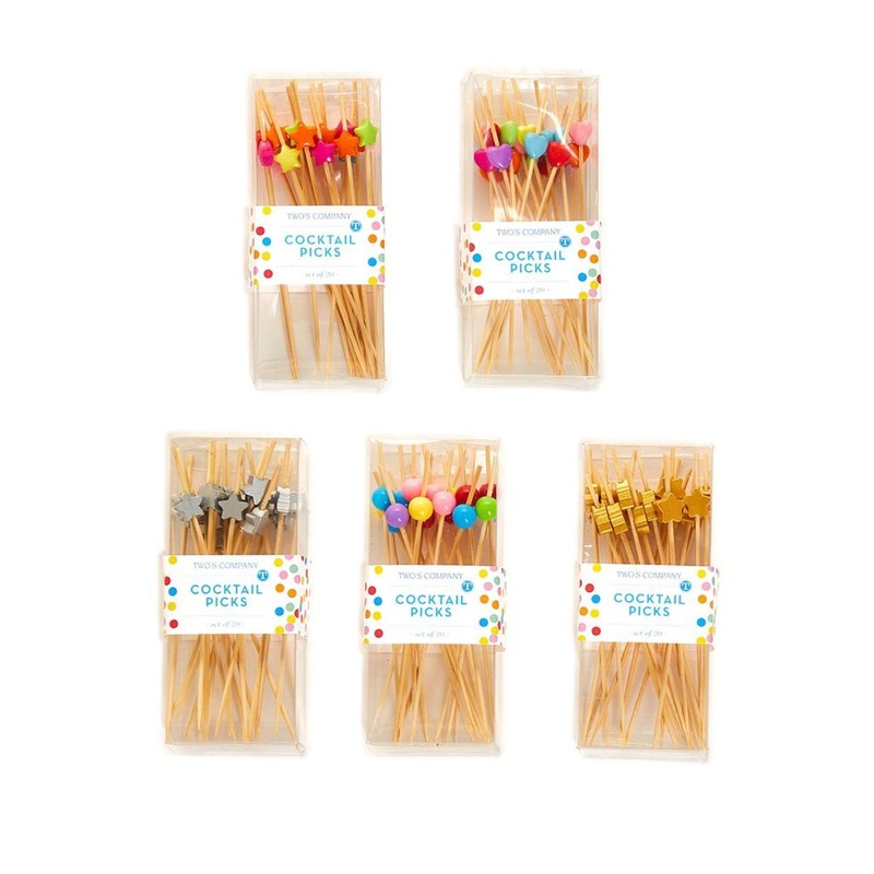 Two’s Company Let’s Party 20-Piece Cocktail Picks in Gift Box Assorted 5 Designs