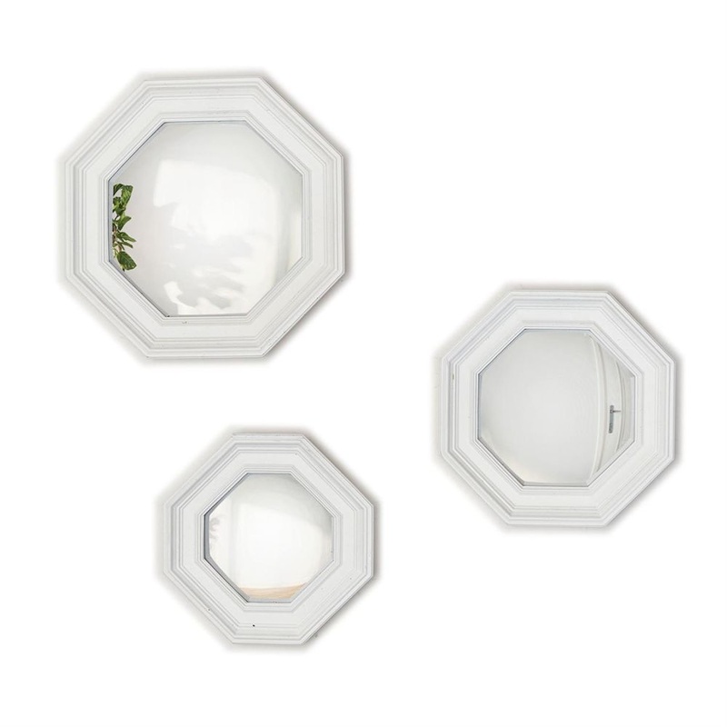Two’s Company Octogon Set of 3 Convex Hanging Wall Mirrors – Resin/Mirror