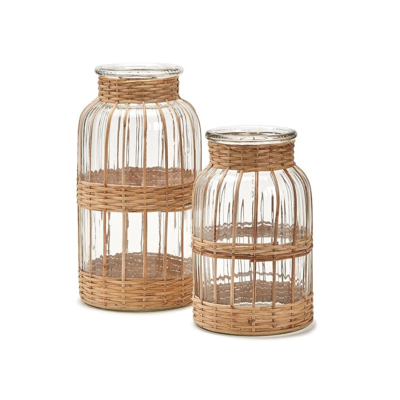 Two’s Company Set of 2 Hand Crafted Bamboo Weaving Lantern / Vase