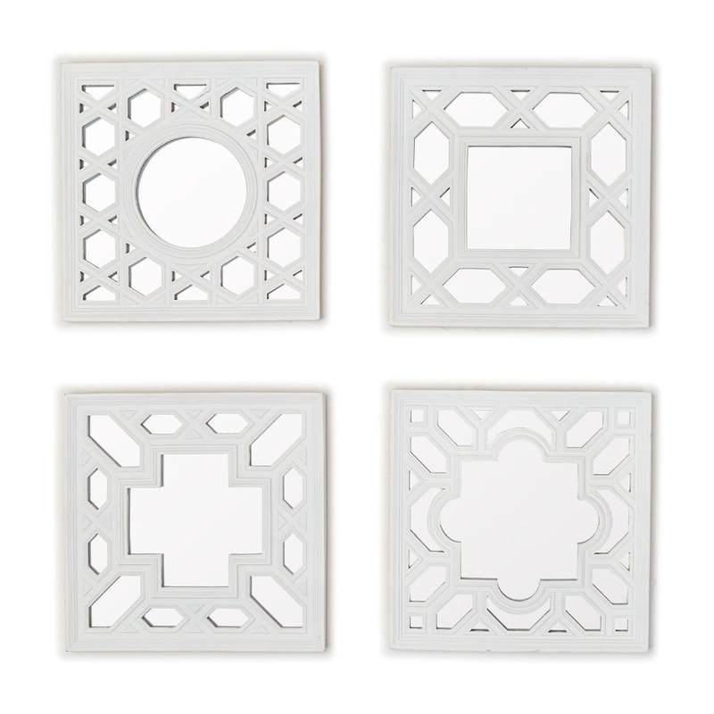 Two’s Company Set of 4 Geometric Design Mirrors – Resin/Mirror