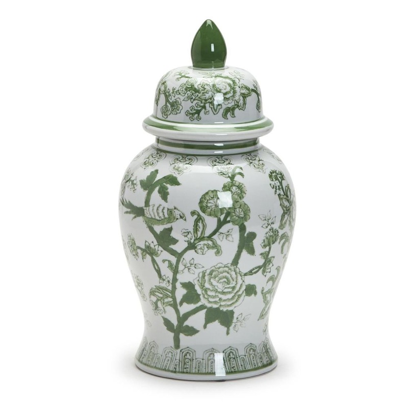 Two’s Company Suzhou 18 Green And White Covered Temple Jar – Ceramic