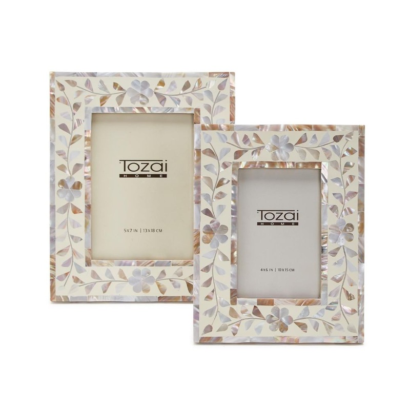 Two’s Company Wisteria Set of 2 Mother of Pearl Photo Frame Includes 2 Sizes