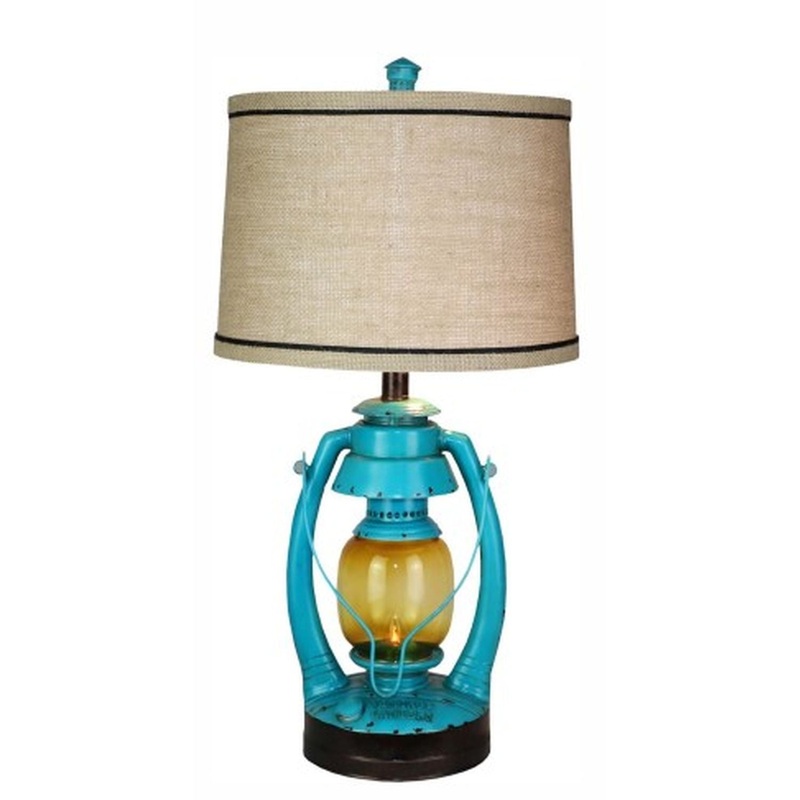 Vintage Direct 26H Vintage Lantern Table Lamp Turquoise