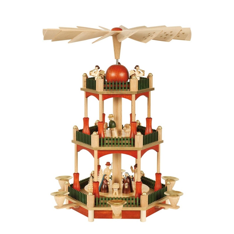 Alexander Taron Richard Glaesser Pyramid 3-Tier Nativity With Sta Finish