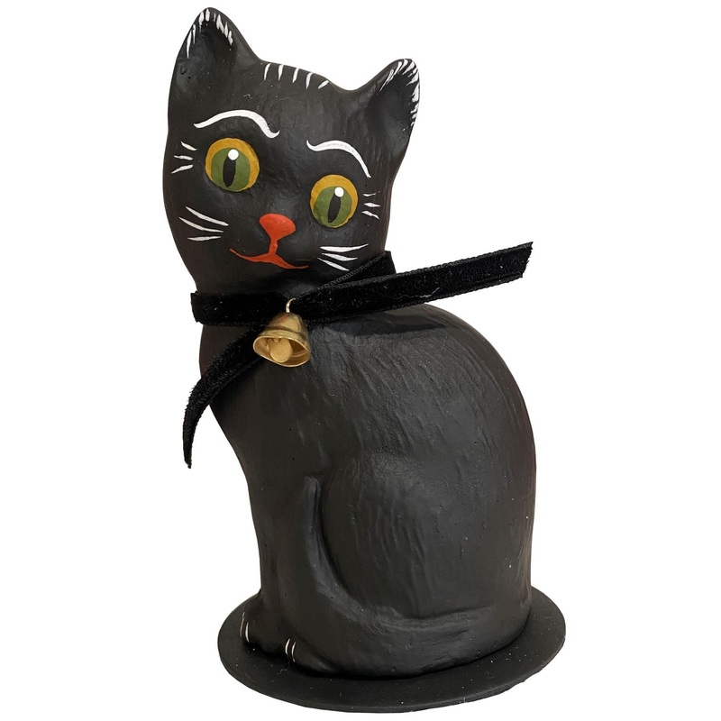 Alexander Taron Schaller Paper Mache Candy Container Cat-Old Finish W Bell
