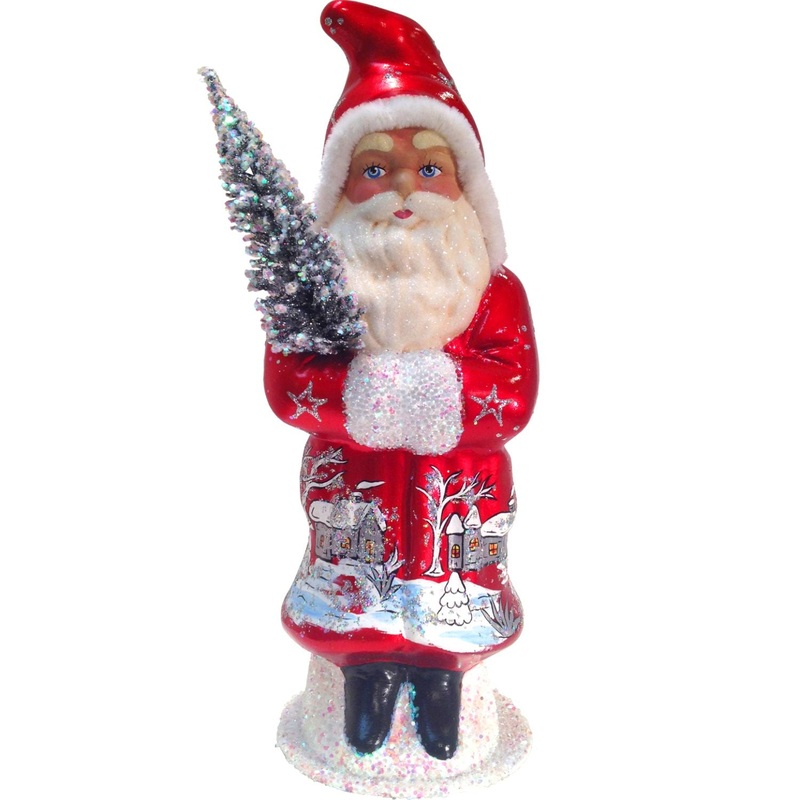 Alexander Taron Schaller Paper Mache Candy Container Santa Red Shiny