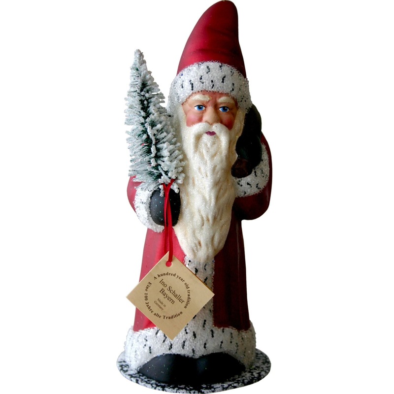 Alexander Taron Schaller Paper Mache Candy Container Santa Red With Hermine