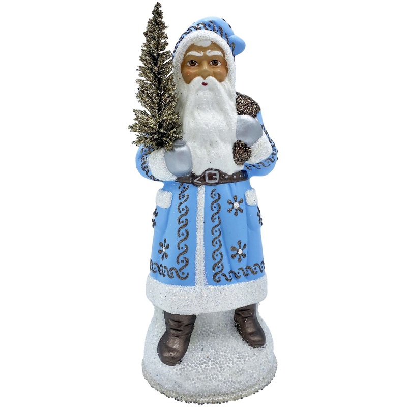 Alexander Taron Schaller Paper Mache Candy Container Santa With Light Blue Coat
