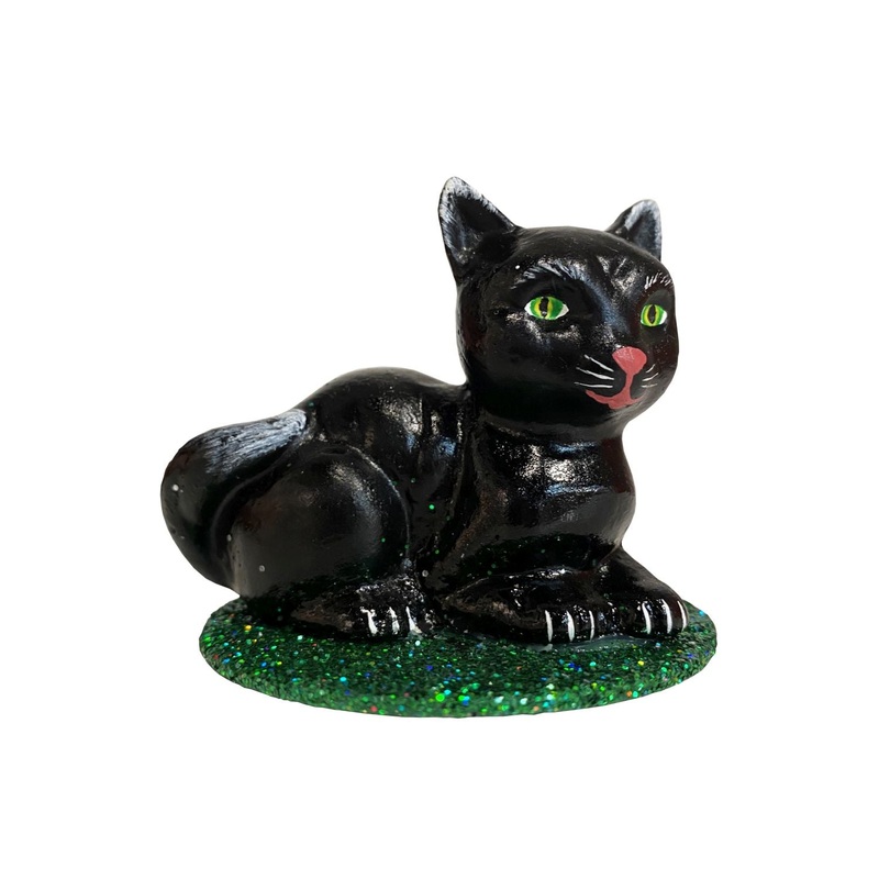 Alexander Taron Schaller Paper Mache Figurine Small Black Cat