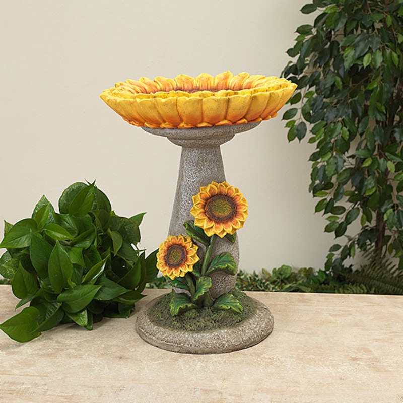 Gerson Companies 20.5H Magnesium Sunflower Birdbath Decor