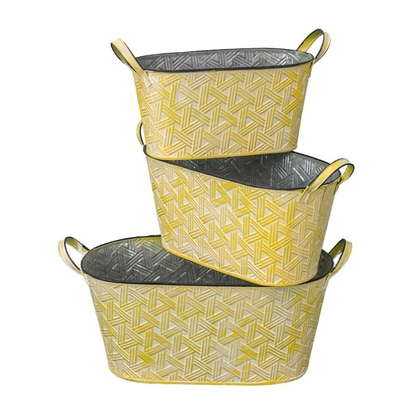 Hanna’s Handiworks Metal Wicker Print Pail Set Of 3