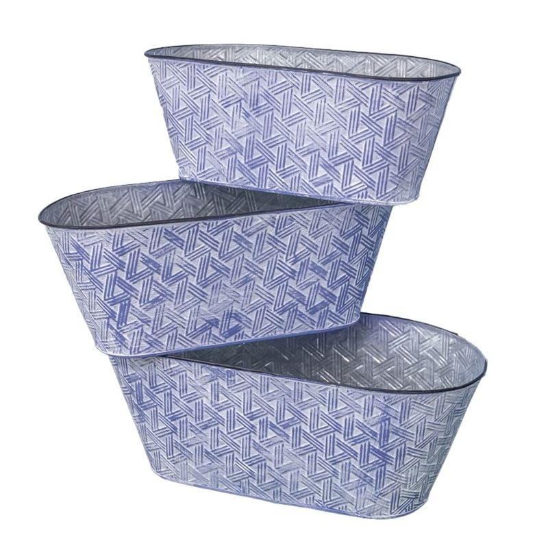 Hanna’s Handiworks Metal Woven Print Tub Set Of 3