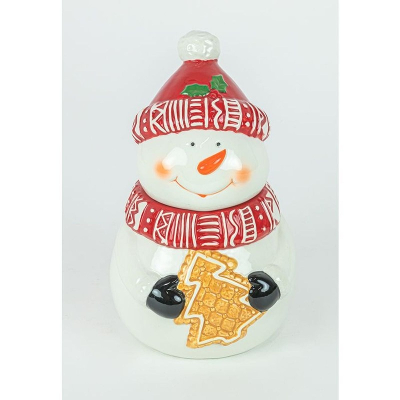 Hanna’s Handiworks Red Stocking Hat Snowman Cookie Jar