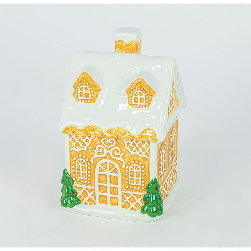 Hanna’s Handiworks Snowy Gingerbread House Cookie Jar