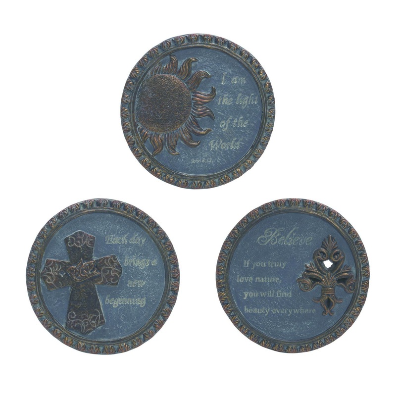 Transpac Cement Inspirational Stepping Stone, Set Of 3, Assortment