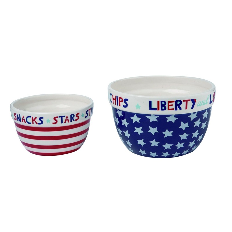 Transpac Dolomite Americana Nested Bowls, Set Of 2