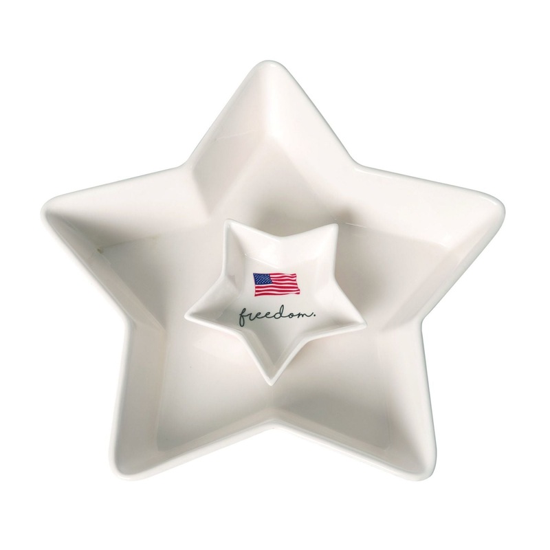 Transpac Dolomite Americana Star Chip & Dip Server Set