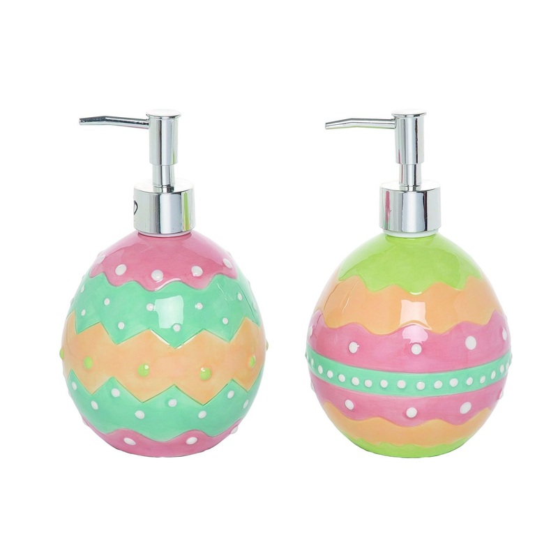 Transpac Dolomite Easter Egg Soap Pump, Set Of 2, Assortment