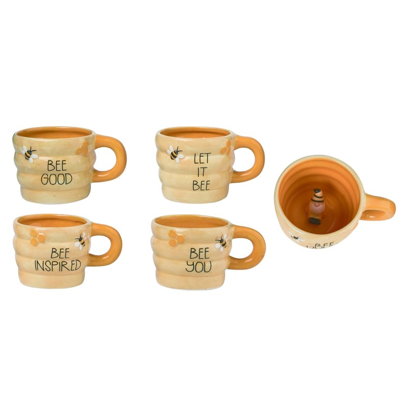 Transpac Dolomite Peeking Gnome Tea Cup, Set Of 4, Assortment