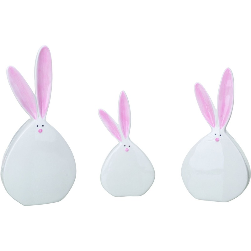 Transpac Dolomite Set Of 3 Pom-Pom Tail Bunny