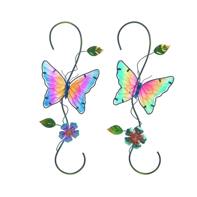 Transpac Glass/Metal Butterfly Plant Hanger, Set Of 2, Assortment