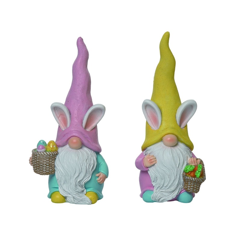 Transpac Large Resin Bunny Gnome Figurine, Set Of 2, Assortment