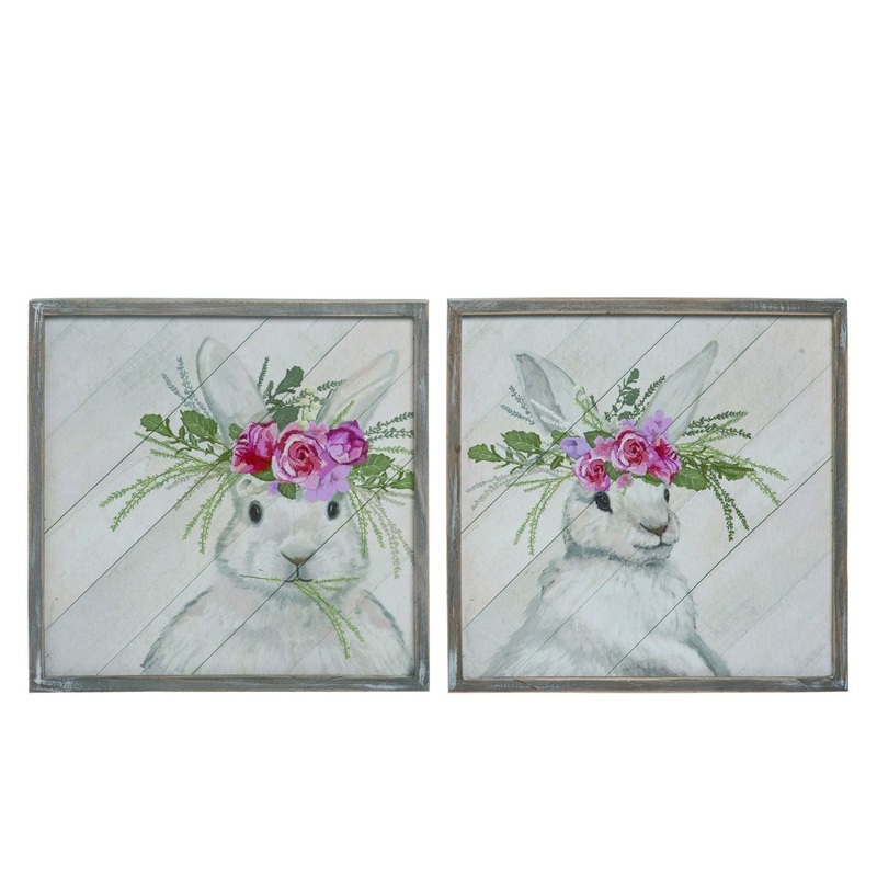 Transpac MDF Bunny Crown Wall Decor, Set Of 2, Assortment
