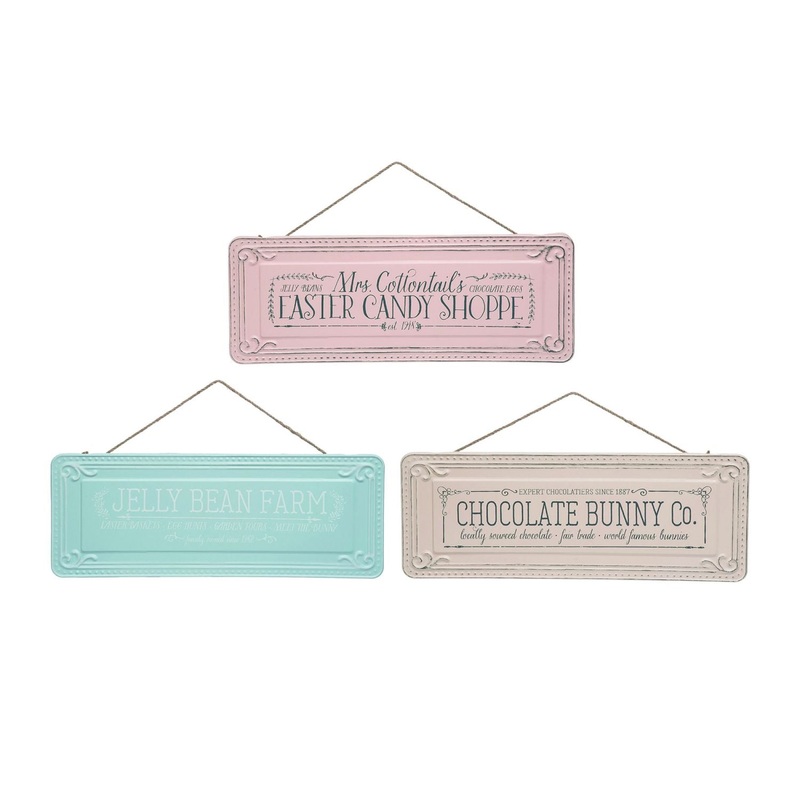 Transpac Metal Embossed Sign, Set Of 3, Assortment