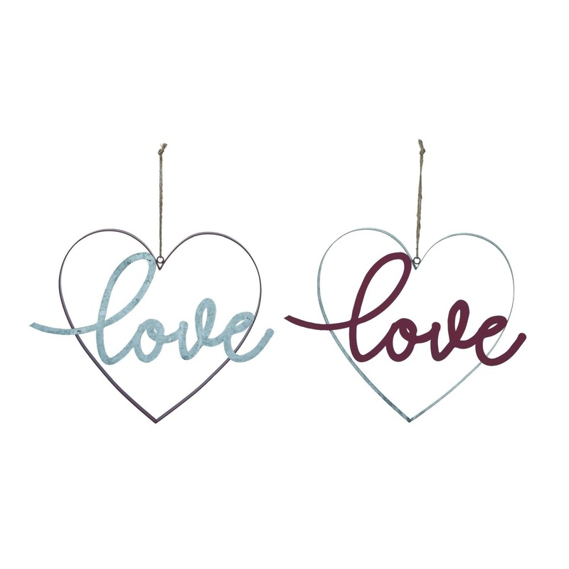 Transpac Metal Valentine Hanging Heart Decor, Set Of 2, Assortment