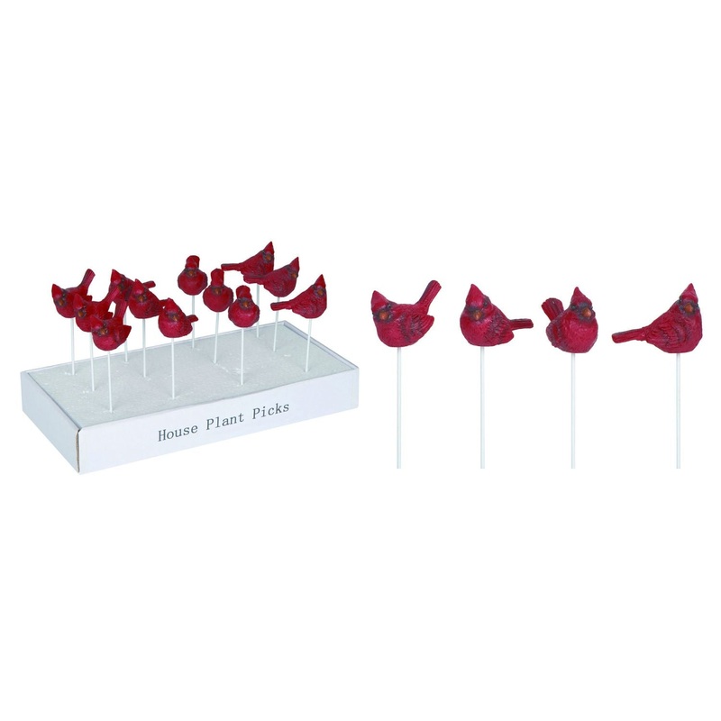 Transpac Resin Bird Picks In Display, Set Of 12