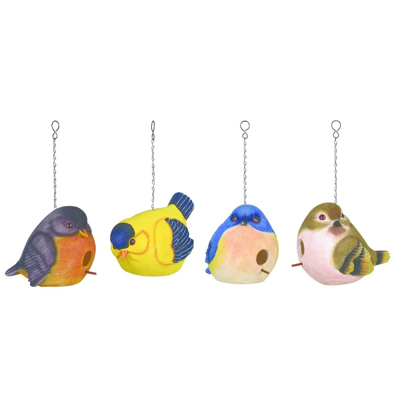 Transpac Resin Birdhouse, Set Of 4, Assortment