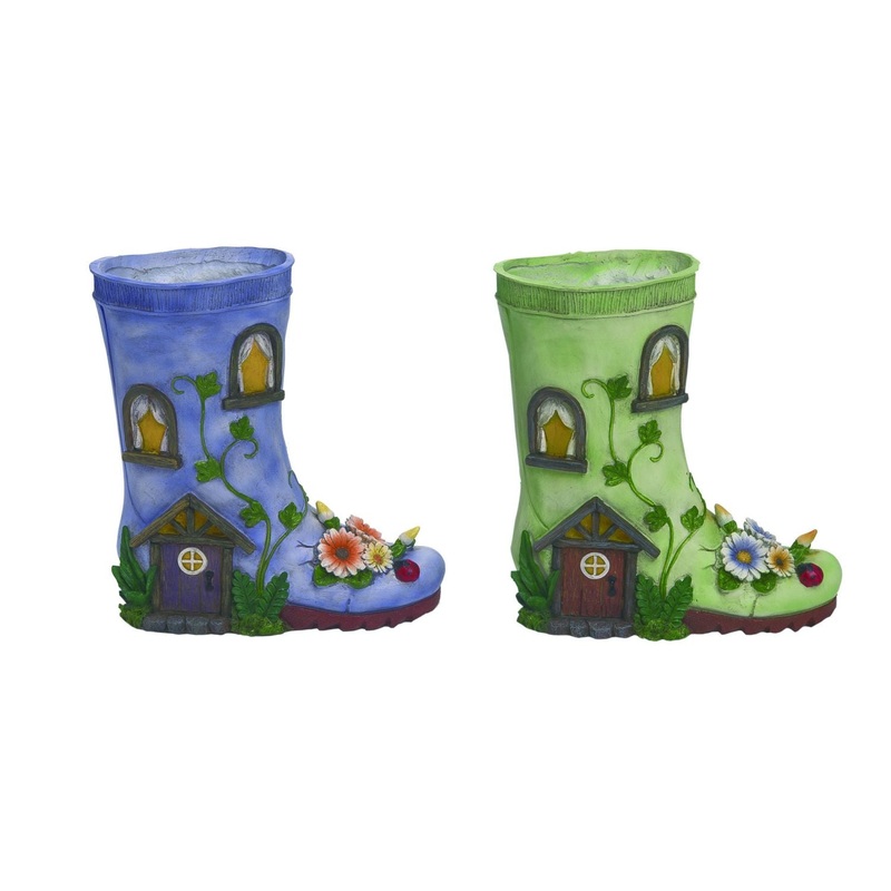Transpac Resin Boot Fairy House, Set Of 2, Assortment