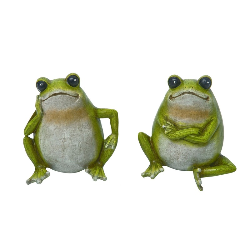 Transpac Resin Contemplative Frog Figurine, Set Of 2, Assortment