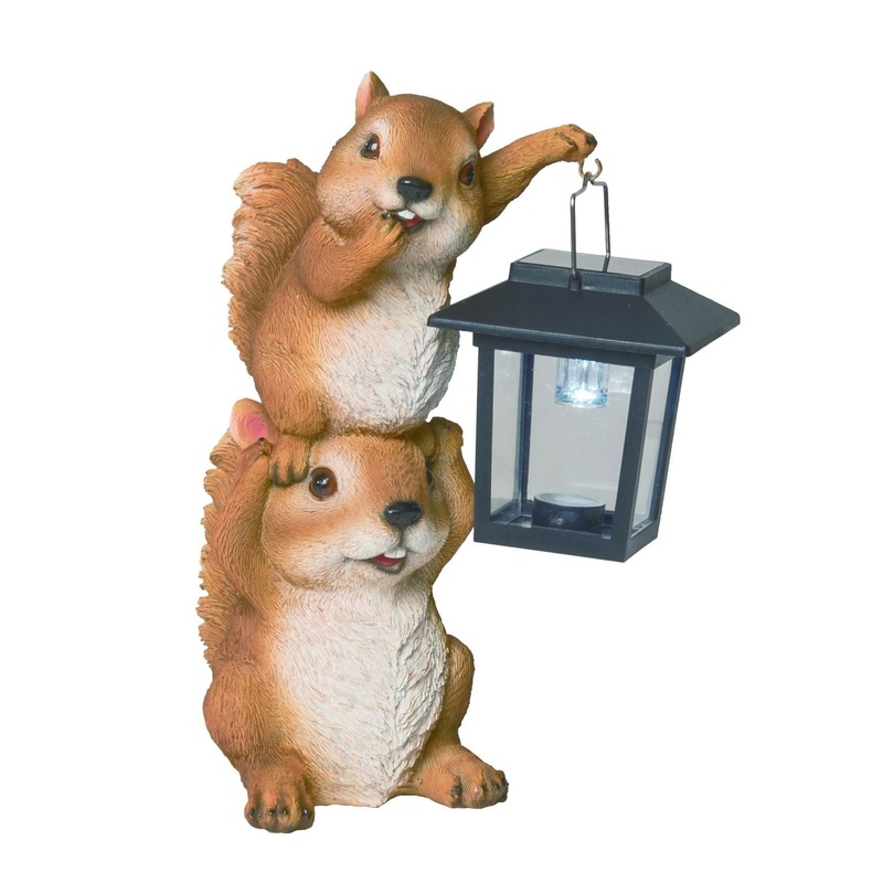 Transpac Resin Solar Stacked Squirrel Lantern Decor