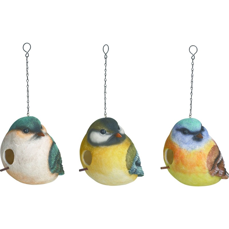 Transpac Resin Spring Birds Birdhouse, Set Of 3, Assortment